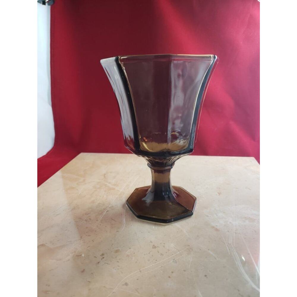 Vintage Goblet Black/Dark Gray 8 Sided Octagon Shape Wine Glass/Goblet
